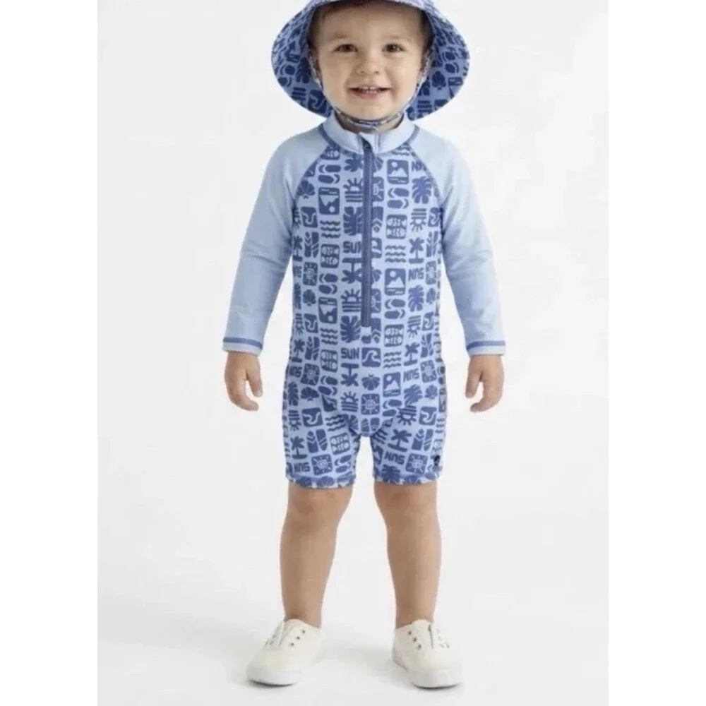 Sperry Baby Boys Rash guard Swimsuit Size 18M Blue Fish Sun Beach Lake Summer